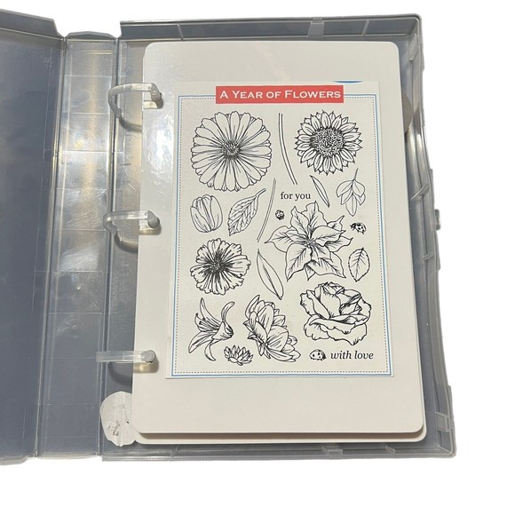 A YEAR OF FLOWERS RUBEBR STAMP SET OF 21 STAMPS Buds And Vases 14 Stamps Set - Picture 1 of 8
